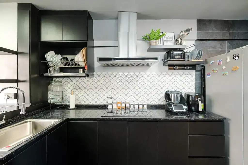 Floor tiles in living area